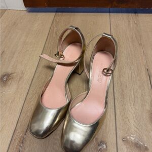 J. Crew Metallic Gold Block Heel Shoes